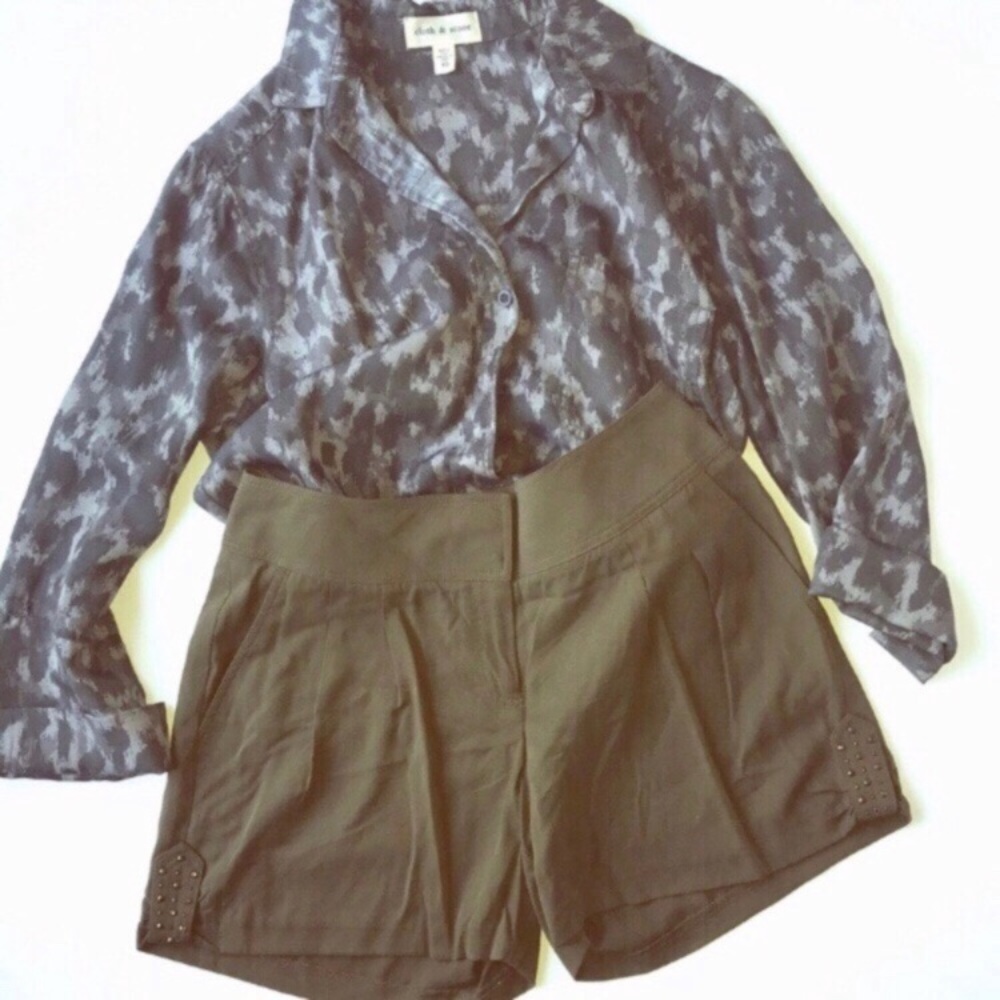 Cache Army Green Cuffed Twill Shorts size 2 size Small